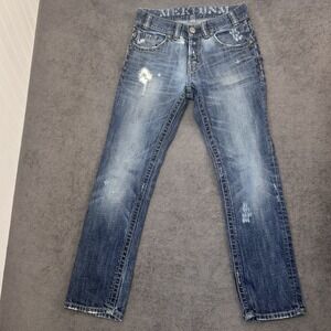 MEK Jeans Men 29x30 blue slim Straight Leg Embossed Pockets Retro distressed